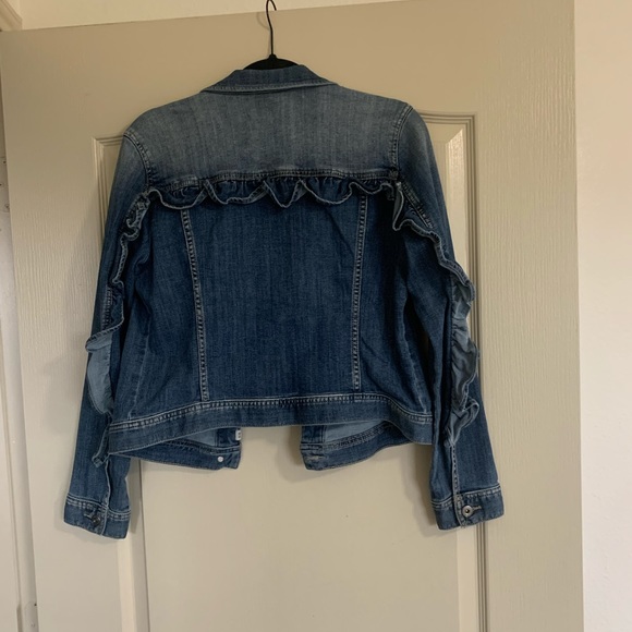 Blue Jean jacket with back ruffle accent. - Picture 1 of 2